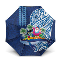 Hawaiian Mele Kalikimaka Umbrella Funny Santa on Whale Island with Kakau Tattoos - Polynesian Pride