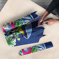 Hawaiian Mele Kalikimaka Umbrella Funny Santa on Whale Island with Kakau Tattoos - Polynesian Pride