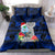 Guam Christmas Bedding Set Santa Gift Latte Stone and Sea Turle Mix Hibiscus Chamorro Blue Style LT03