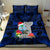 Guam Christmas Bedding Set Santa Gift Latte Stone and Sea Turle Mix Hibiscus Chamorro Blue Style LT03