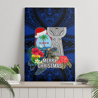 Guam Christmas Canvas Wall Art Santa Gift Latte Stone and Sea Turle Mix Hibiscus Chamorro Blue Style LT03