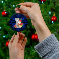 Guam Christmas Ceramic Ornament Santa Gift Latte Stone and Sea Turle Mix Hibiscus Chamorro Blue Style LT03 - Polynesian Pride