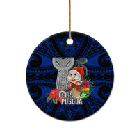 Guam Christmas Ceramic Ornament Santa Gift Latte Stone and Sea Turle Mix Hibiscus Chamorro Blue Style LT03 - Polynesian Pride