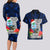 Guam Christmas Couples Matching Long Sleeve Bodycon Dress and Hawaiian Shirt Santa Gift Latte Stone and Sea Turle Mix Hibiscus Chamorro Blue Style LT03