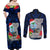 Guam Christmas Couples Matching Off Shoulder Maxi Dress and Long Sleeve Button Shirt Santa Gift Latte Stone and Sea Turle Mix Hibiscus Chamorro Blue Style LT03