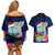 Guam Christmas Couples Matching Off Shoulder Short Dress and Hawaiian Shirt Santa Gift Latte Stone and Sea Turle Mix Hibiscus Chamorro Blue Style LT03