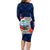 Guam Christmas Family Matching Long Sleeve Bodycon Dress and Hawaiian Shirt Santa Gift Latte Stone and Sea Turle Mix Hibiscus Chamorro Blue Style LT03