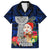 Guam Christmas Family Matching Off Shoulder Long Sleeve Dress and Hawaiian Shirt Santa Gift Latte Stone and Sea Turle Mix Hibiscus Chamorro Blue Style LT03