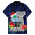 Guam Christmas Family Matching Off Shoulder Long Sleeve Dress and Hawaiian Shirt Santa Gift Latte Stone and Sea Turle Mix Hibiscus Chamorro Blue Style LT03