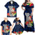 Guam Christmas Family Matching Off Shoulder Maxi Dress and Hawaiian Shirt Santa Gift Latte Stone and Sea Turle Mix Hibiscus Chamorro Blue Style LT03