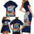 Guam Christmas Family Matching Short Sleeve Bodycon Dress and Hawaiian Shirt Santa Gift Latte Stone and Sea Turle Mix Hibiscus Chamorro Blue Style LT03