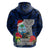 Guam Christmas Hoodie Santa Gift Latte Stone and Sea Turle Mix Hibiscus Chamorro Blue Style LT03