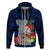 Guam Christmas Hoodie Santa Gift Latte Stone and Sea Turle Mix Hibiscus Chamorro Blue Style LT03