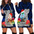 Guam Christmas Hoodie Dress Santa Gift Latte Stone and Sea Turle Mix Hibiscus Chamorro Blue Style LT03