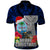 Guam Christmas Polo Shirt Santa Gift Latte Stone and Sea Turle Mix Hibiscus Chamorro Blue Style LT03