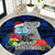 Guam Christmas Round Carpet Santa Gift Latte Stone and Sea Turle Mix Hibiscus Chamorro Blue Style LT03