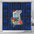 Guam Christmas Shower Curtain Santa Gift Latte Stone and Sea Turle Mix Hibiscus Chamorro Blue Style LT03