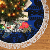 Guam Christmas Tree Skirt Santa Gift Latte Stone and Sea Turle Mix Hibiscus Chamorro Blue Style LT03