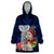 Guam Christmas Wearable Blanket Hoodie Santa Gift Latte Stone and Sea Turle Mix Hibiscus Chamorro Blue Style LT03