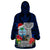 Guam Christmas Wearable Blanket Hoodie Santa Gift Latte Stone and Sea Turle Mix Hibiscus Chamorro Blue Style LT03