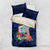 Custom Guam Christmas Bedding Set Santa Gift Latte Stone and Sea Turle Mix Hibiscus Chamorro Blue Style LT03