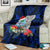 Custom Guam Christmas Blanket Santa Gift Latte Stone and Sea Turle Mix Hibiscus Chamorro Blue Style LT03