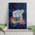 Custom Guam Christmas Canvas Wall Art Santa Gift Latte Stone and Sea Turle Mix Hibiscus Chamorro Blue Style LT03