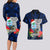 Custom Guam Christmas Couples Matching Long Sleeve Bodycon Dress and Hawaiian Shirt Santa Gift Latte Stone and Sea Turle Mix Hibiscus Chamorro Blue Style LT03