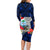 Custom Guam Christmas Family Matching Long Sleeve Bodycon Dress and Hawaiian Shirt Santa Gift Latte Stone and Sea Turle Mix Hibiscus Chamorro Blue Style LT03