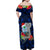 Custom Guam Christmas Family Matching Off Shoulder Maxi Dress and Hawaiian Shirt Santa Gift Latte Stone and Sea Turle Mix Hibiscus Chamorro Blue Style LT03