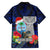 Custom Guam Christmas Family Matching Short Sleeve Bodycon Dress and Hawaiian Shirt Santa Gift Latte Stone and Sea Turle Mix Hibiscus Chamorro Blue Style LT03