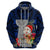 Custom Guam Christmas Hoodie Santa Gift Latte Stone and Sea Turle Mix Hibiscus Chamorro Blue Style LT03