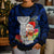 Custom Guam Christmas Kid Ugly Christmas Sweater Santa Gift Latte Stone and Sea Turle Mix Hibiscus Chamorro Blue Style LT03