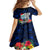 Custom Guam Christmas Kid Short Sleeve Dress Santa Gift Latte Stone and Sea Turle Mix Hibiscus Chamorro Blue Style LT03