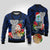 Custom Guam Christmas Ugly Christmas Sweater Santa Gift Latte Stone and Sea Turle Mix Hibiscus Chamorro Blue Style LT03