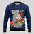 Custom Guam Christmas Ugly Christmas Sweater Santa Gift Latte Stone and Sea Turle Mix Hibiscus Chamorro Blue Style LT03