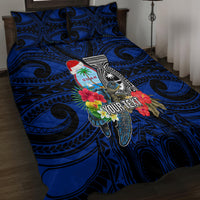 Custom Guam Christmas Quilt Bed Set Santa Gift Latte Stone and Sea Turle Mix Hibiscus Chamorro Blue Style LT03