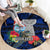 Custom Guam Christmas Round Carpet Santa Gift Latte Stone and Sea Turle Mix Hibiscus Chamorro Blue Style LT03