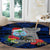 Custom Guam Christmas Round Carpet Santa Gift Latte Stone and Sea Turle Mix Hibiscus Chamorro Blue Style LT03