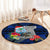 Custom Guam Christmas Round Carpet Santa Gift Latte Stone and Sea Turle Mix Hibiscus Chamorro Blue Style LT03