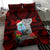 Guam Christmas Bedding Set Santa Gift Latte Stone and Sea Turle Mix Hibiscus Chamorro Red Style LT03