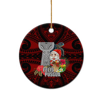 Guam Christmas Ceramic Ornament Santa Gift Latte Stone and Sea Turle Mix Hibiscus Chamorro Red Style LT03 - Polynesian Pride