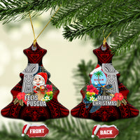 Guam Christmas Ceramic Ornament Santa Gift Latte Stone and Sea Turle Mix Hibiscus Chamorro Red Style LT03 Christmas Tree Red - Polynesian Pride