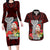 Guam Christmas Couples Matching Long Sleeve Bodycon Dress and Hawaiian Shirt Santa Gift Latte Stone and Sea Turle Mix Hibiscus Chamorro Red Style LT03