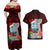 Guam Christmas Couples Matching Off Shoulder Maxi Dress and Hawaiian Shirt Santa Gift Latte Stone and Sea Turle Mix Hibiscus Chamorro Red Style LT03