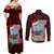 Guam Christmas Couples Matching Off Shoulder Maxi Dress and Long Sleeve Button Shirt Santa Gift Latte Stone and Sea Turle Mix Hibiscus Chamorro Red Style LT03