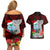 Guam Christmas Couples Matching Off Shoulder Short Dress and Hawaiian Shirt Santa Gift Latte Stone and Sea Turle Mix Hibiscus Chamorro Red Style LT03