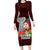 Guam Christmas Family Matching Long Sleeve Bodycon Dress and Hawaiian Shirt Santa Gift Latte Stone and Sea Turle Mix Hibiscus Chamorro Red Style LT03