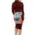 Guam Christmas Family Matching Long Sleeve Bodycon Dress and Hawaiian Shirt Santa Gift Latte Stone and Sea Turle Mix Hibiscus Chamorro Red Style LT03