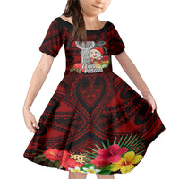 Guam Christmas Family Matching Mermaid Dress and Hawaiian Shirt Santa Gift Latte Stone and Sea Turle Mix Hibiscus Chamorro Red Style LT03